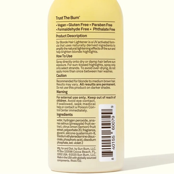 SunBum Blonde Hair Lightener 4oz NWT! FULL SIZE! - Picture 4 of 5